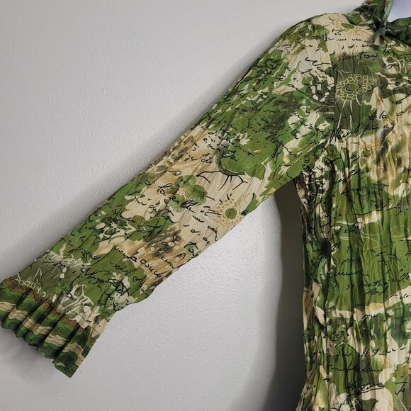 vintage y2k 90s green grunge fairy button front ruffle tie blouse size medium - Picture 3 of 8